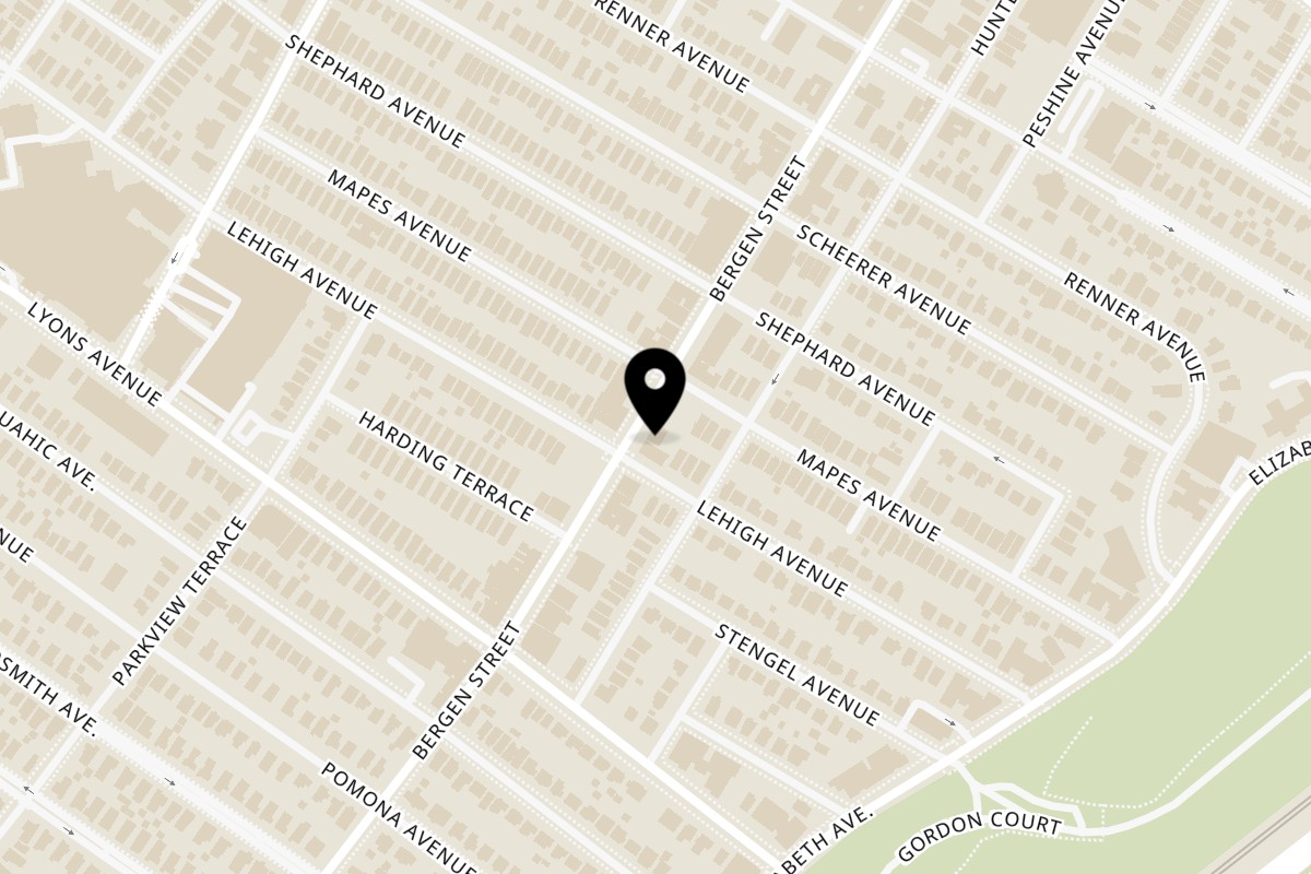 Map showing the location of DRIT Pizza Parlor on 1024 Bergen St in Newark